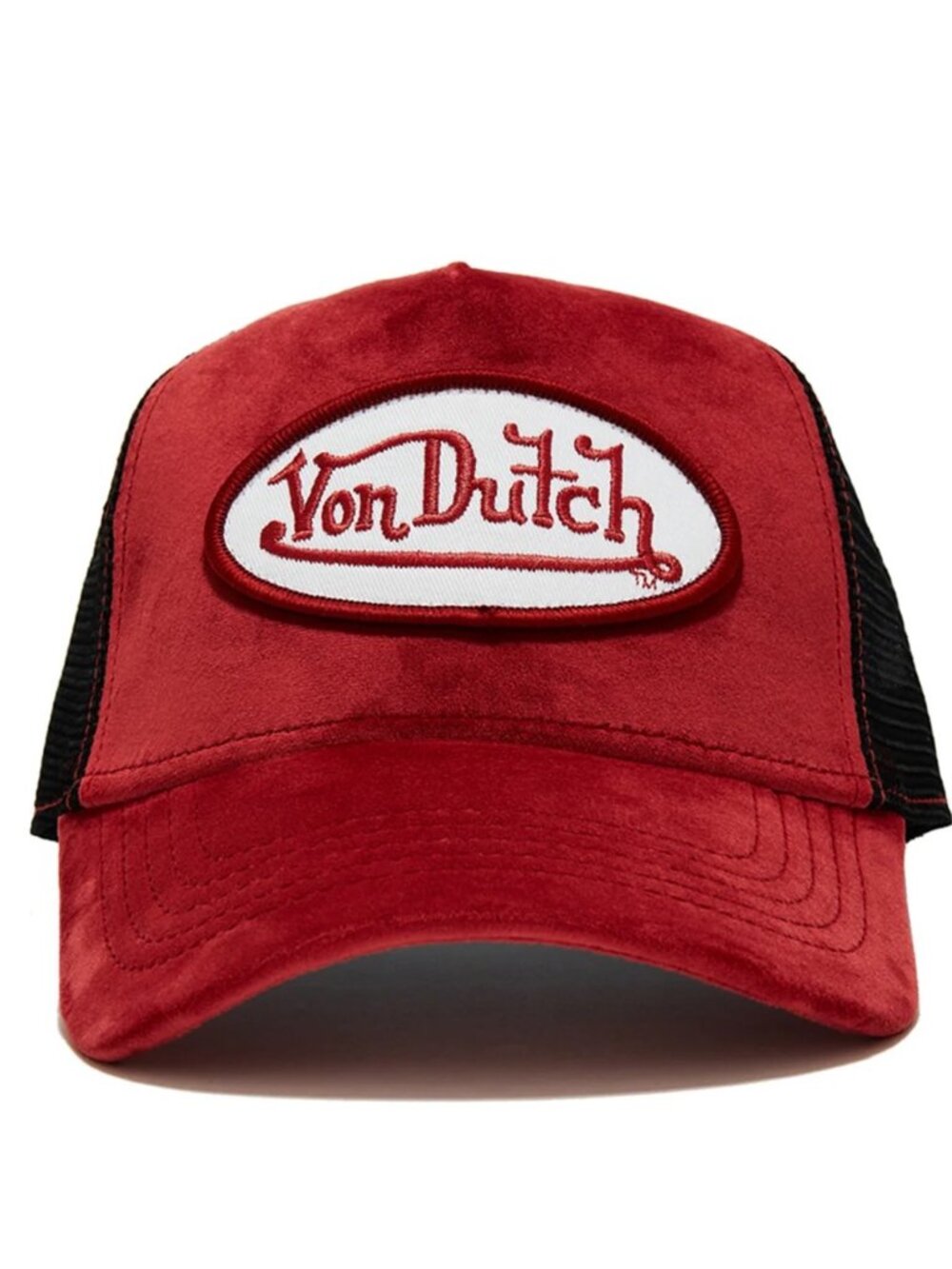 BNWT AUTHENTIC UNISEX VON DUTCH ASTRO DUST VELVET RED & BLACK TRUCKER HAT OSFM